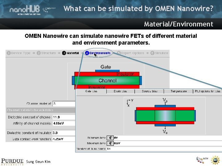 What can be simulated by OMEN Nanowire? Material/Environment OMEN Nanowire can simulate nanowire FETs