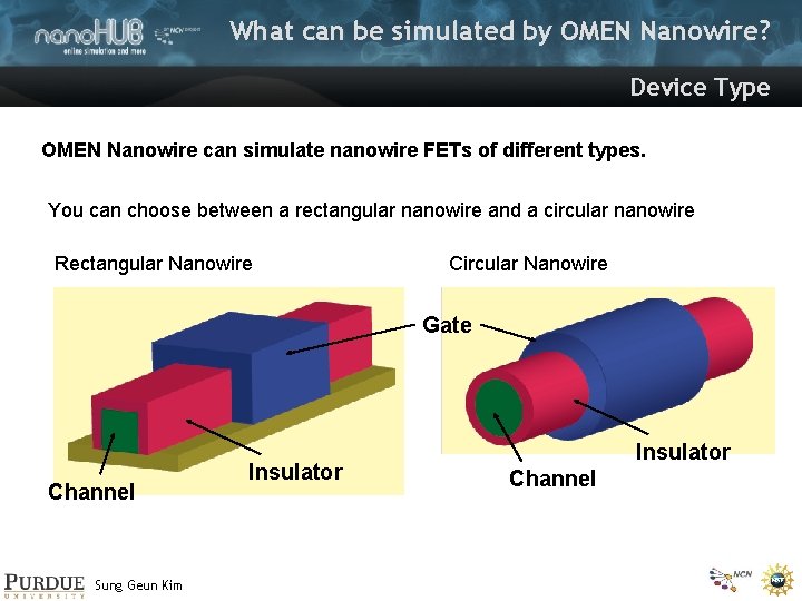 What can be simulated by OMEN Nanowire? Device Type OMEN Nanowire can simulate nanowire