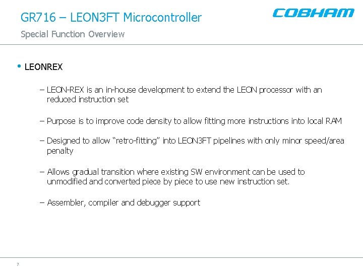 GR 716 – LEON 3 FT Microcontroller Special Function Overview • LEONREX – LEON-REX