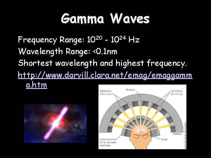 Gamma Waves Frequency Range: 1020 - 1024 Hz Wavelength Range: <0. 1 nm Shortest