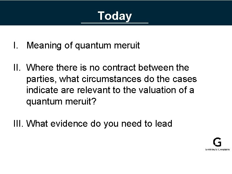 QUANTUM MERUIT VALUATION ISSUES Franco Corsaro SC Ben