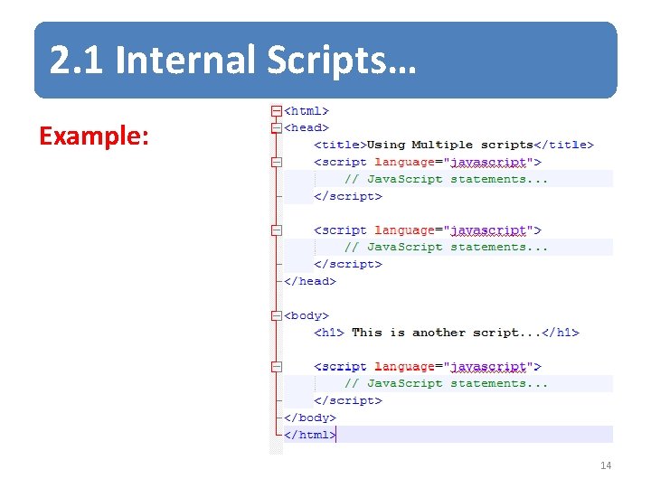 2. 1 Internal Scripts… Example: 14 2. 1 Internal Scripts… Example: 14