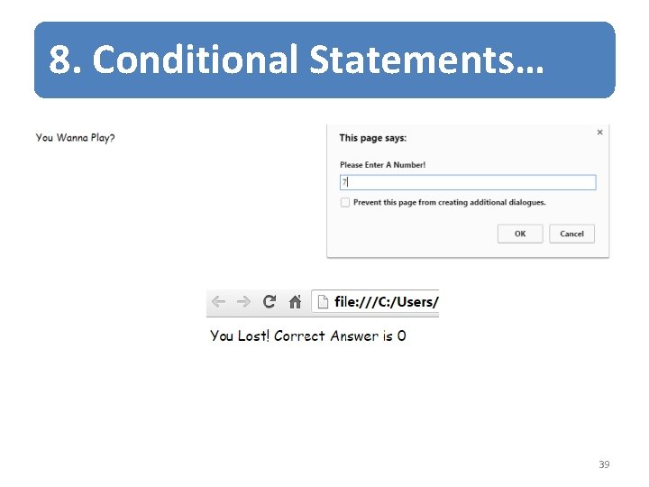 8. Conditional Statements… 39 8. Conditional Statements… 39