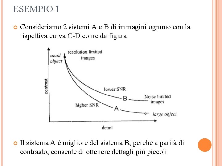 ESEMPIO 1 Consideriamo 2 sistemi A e B di immagini ognuno con la rispettiva
