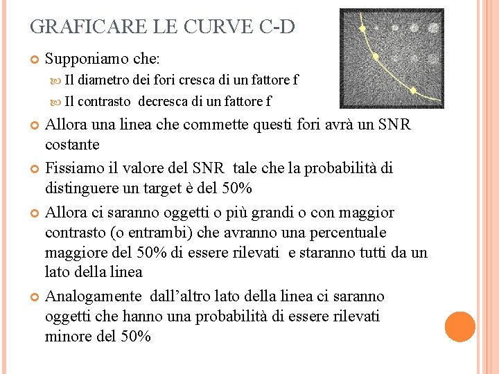 GRAFICARE LE CURVE C-D Supponiamo che: Il diametro dei fori cresca di un fattore