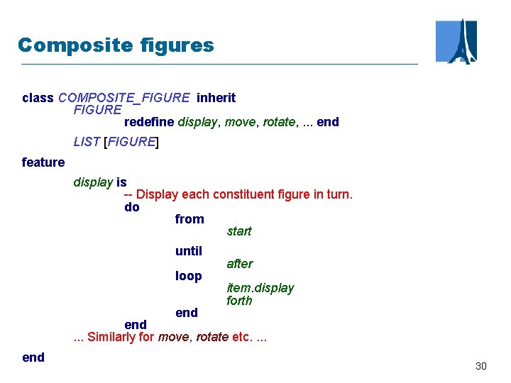 Composite figures class COMPOSITE_FIGURE inherit FIGURE redefine display, move, rotate, . . . end