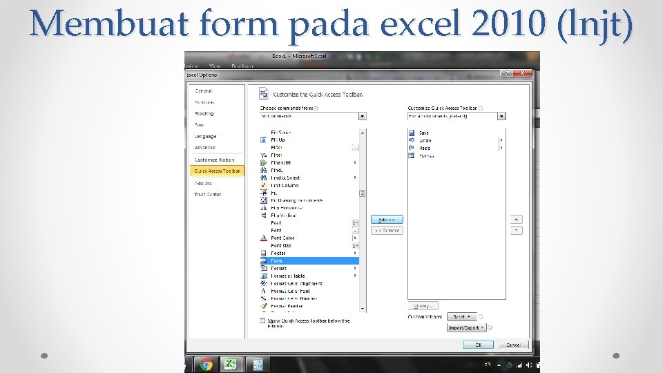 Membuat form pada excel 2010 (lnjt) 
