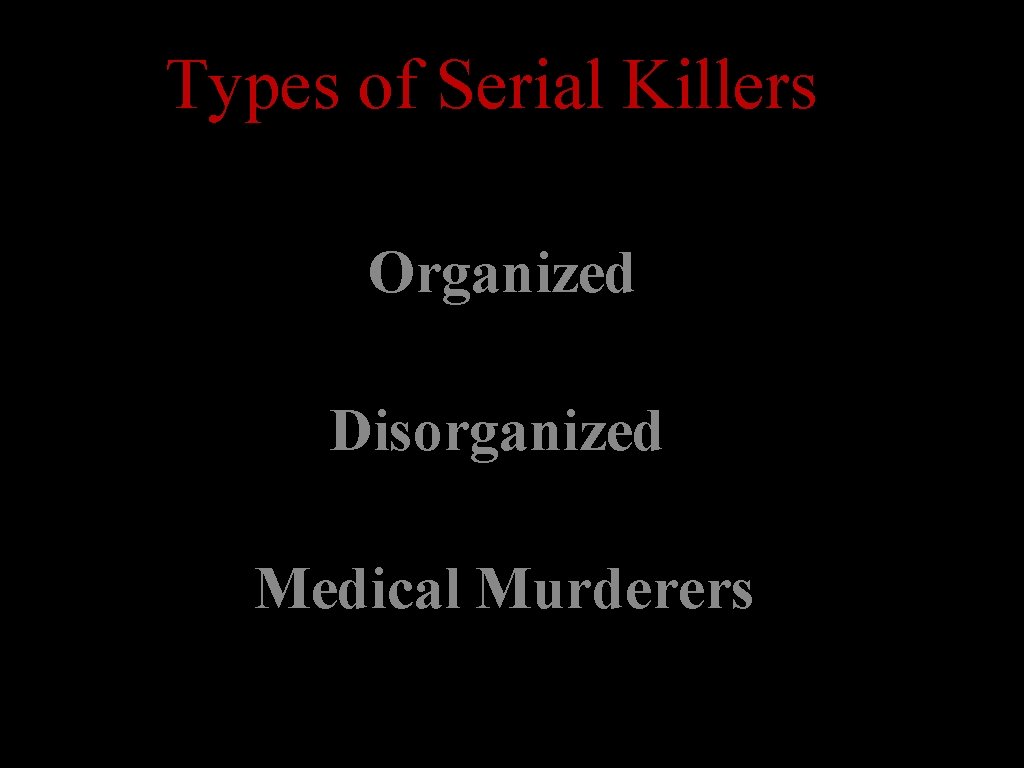 Types of Serial Killers Organized Disorganized Medical Murderers 