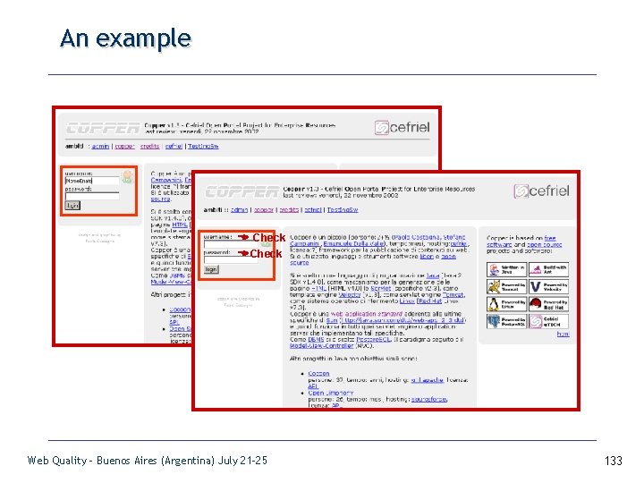 An example Check Web Quality - Buenos Aires (Argentina) July 21 -25 133 