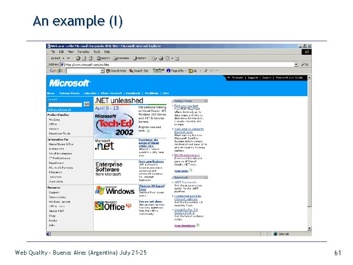An example (I) Web Quality - Buenos Aires (Argentina) July 21 -25 61 