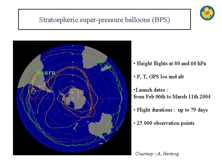 Stratospheric super-pressure balloons (BPS) • Height flights at 80 and 60 h. Pa Bauru