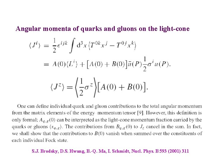 Angular momenta of quarks and gluons on the light-cone S. J. Brodsky, D. S.