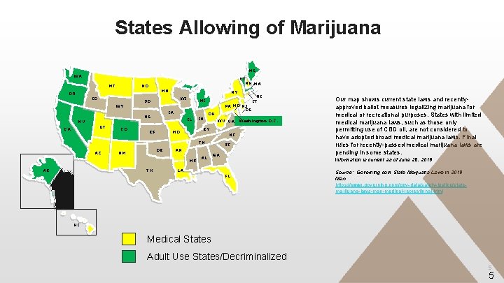 States Allowing of Marijuana ME WA MT VT NH MA ND MN OR ID