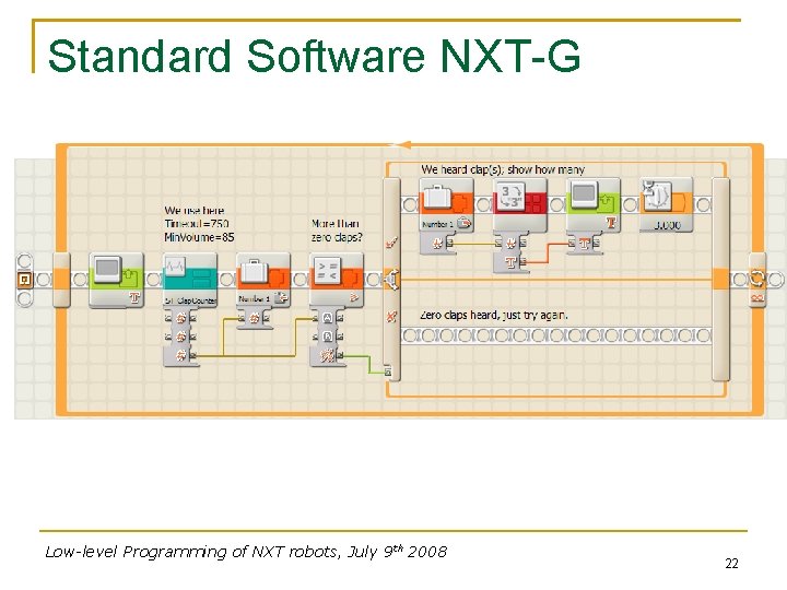 Standard Software NXT-G Low-level Programming of NXT robots, July 9 th 2008 22 