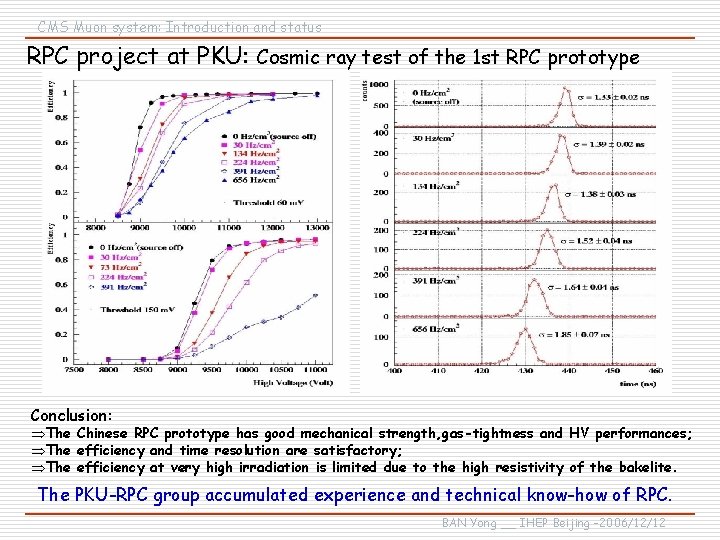 CMS Muon system: Introduction and status RPC project at PKU: Cosmic ray test of