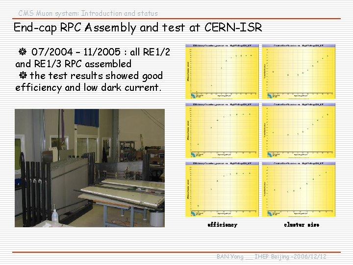 CMS Muon system: Introduction and status End-cap RPC Assembly and test at CERN-ISR 07/2004