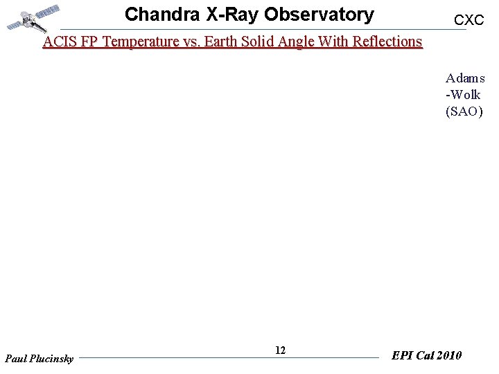 Chandra X-Ray Observatory CXC ACIS FP Temperature vs. Earth Solid Angle With Reflections Adams