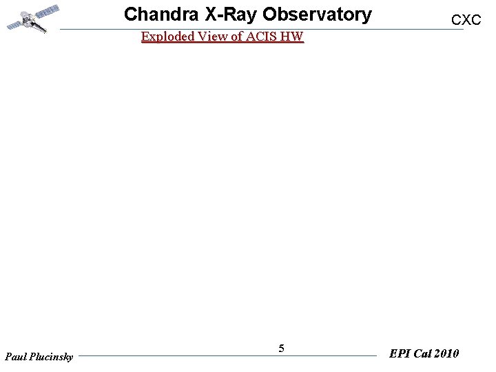 Chandra X-Ray Observatory CXC Exploded View of ACIS HW Paul Plucinsky 5 EPI Cal