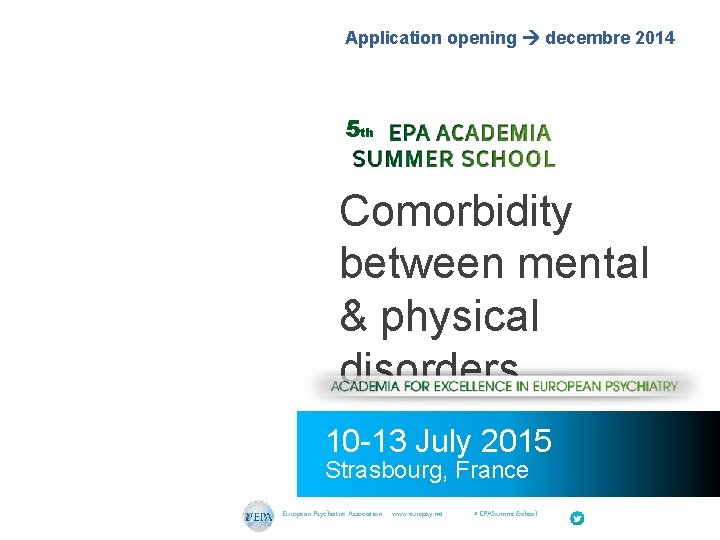 Application opening decembre 2014 5 th Comorbidity between mental & physical disorders 10 -13