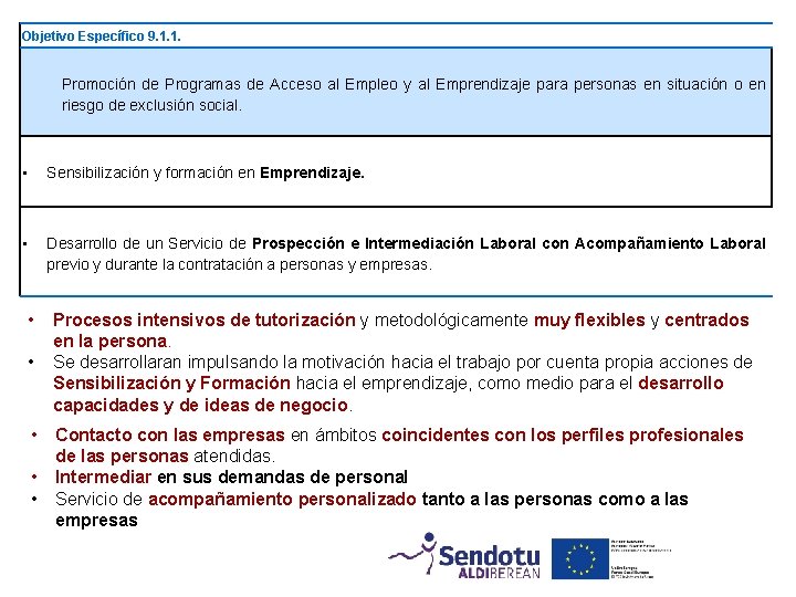 Objetivo Específico 9. 1. 1. Promoción de Programas de Acceso al Empleo y al