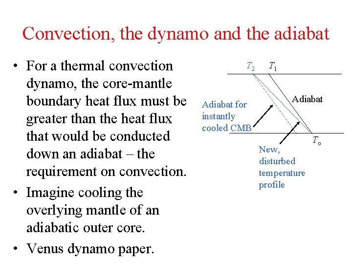 Convection, the dynamo and the adiabat • For a thermal convection dynamo, the core-mantle