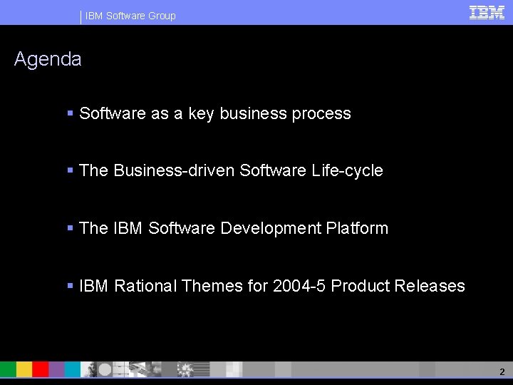 IBM Software Group Agenda § Software as a key business process § The Business-driven