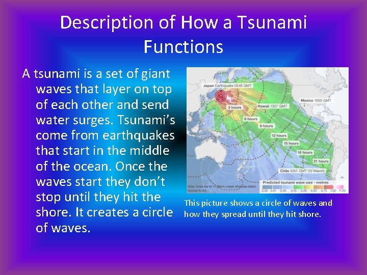 Description of How a Tsunami Functions A tsunami is a set of giant waves