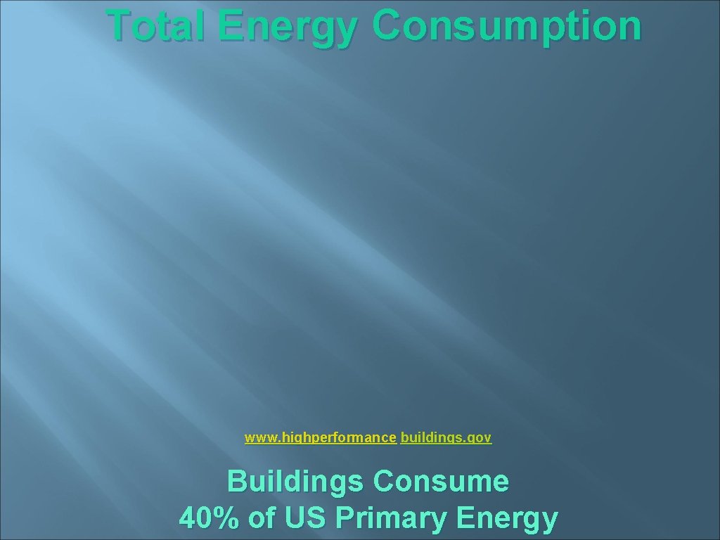 Total Energy Consumption www. highperformance buildings. gov Buildings Consume 40% of US Primary Energy