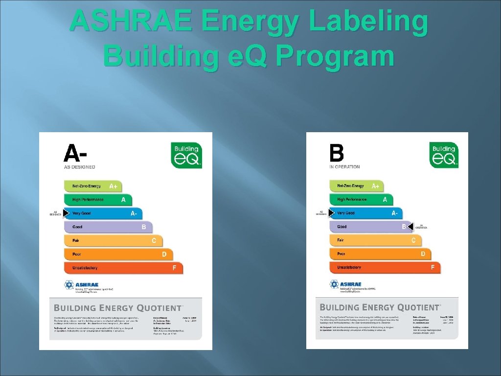 ASHRAE Energy Labeling Building e. Q Program 