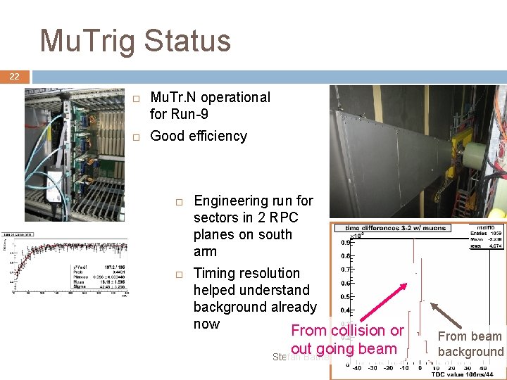 Mu. Trig Status 22 Mu. Tr. N operational for Run-9 Good efficiency Engineering run