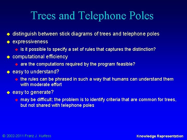 Trees and Telephone Poles u u distinguish between stick diagrams of trees and telephone