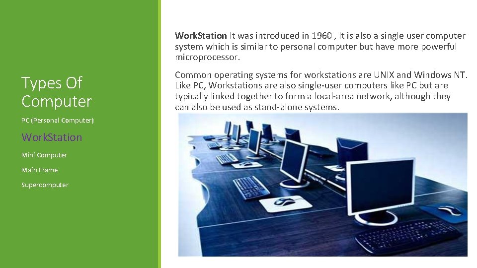 Work. Station It was introduced in 1960 , It is also a single user