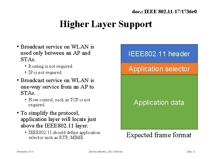 doc. : IEEE 802. 11 -17/1736 r 0 Higher Layer Support • Broadcast service