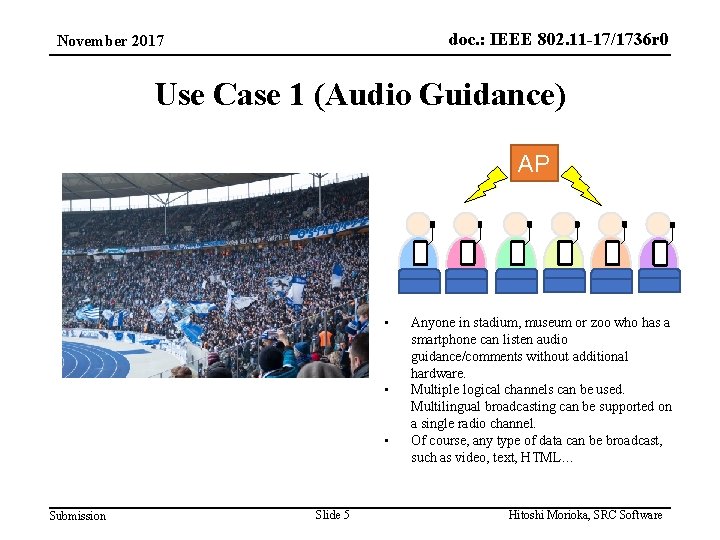 doc. : IEEE 802. 11 -17/1736 r 0 November 2017 Use Case 1 (Audio