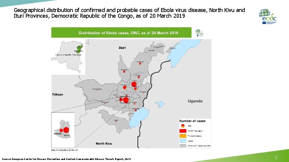 Geographical distribution of confirmed and probable cases of Ebola virus disease, North Kivu and