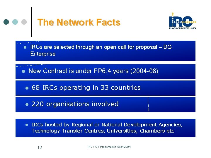 The Network Facts IRCs are selected through an open call for proposal – DG