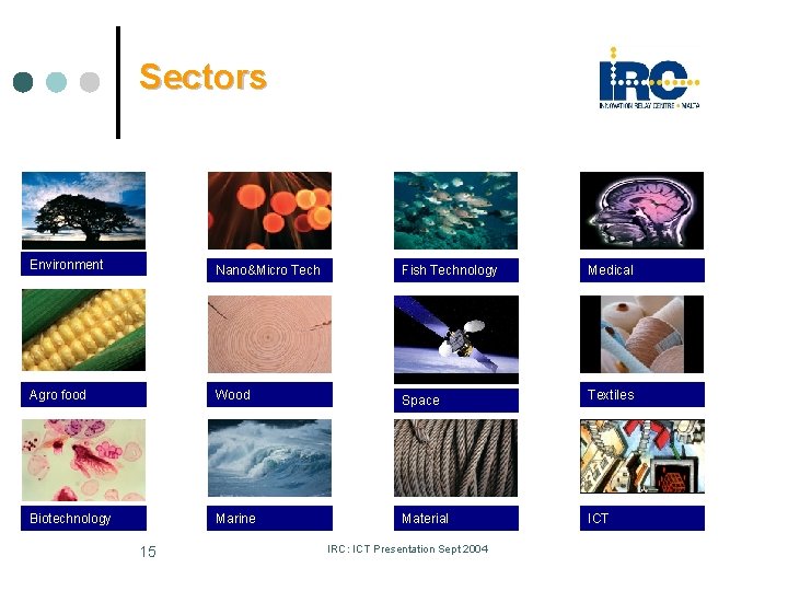 Sectors Environment Nano&Micro Tech Fish Technology Medical Agro food Wood Space Textiles Biotechnology Marine