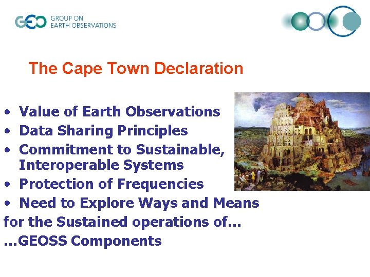 The Cape Town Declaration • Value of Earth Observations • Data Sharing Principles •