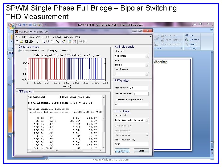 SPWM Single Phase Full Bridge – Bipolar Switching THD Measurement www. Vidyarthiplus. com SPWM Single Phase Full Bridge – Bipolar Switching THD Measurement www. Vidyarthiplus. com