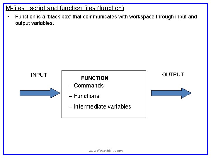 M-files : script and function files (function) • Function is a ‘black box’ that M-files : script and function files (function) • Function is a ‘black box’ that
