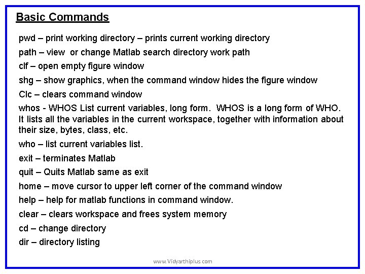 Basic Commands pwd – print working directory – prints current working directory path – Basic Commands pwd – print working directory – prints current working directory path –