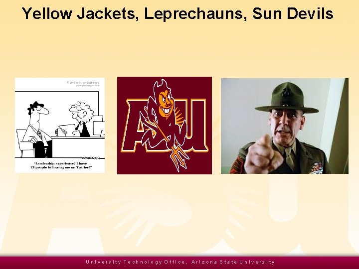 Yellow Jackets, Leprechauns, Sun Devils Un. Ivers. Ity Technology Off. Ice, Ar. Izona State