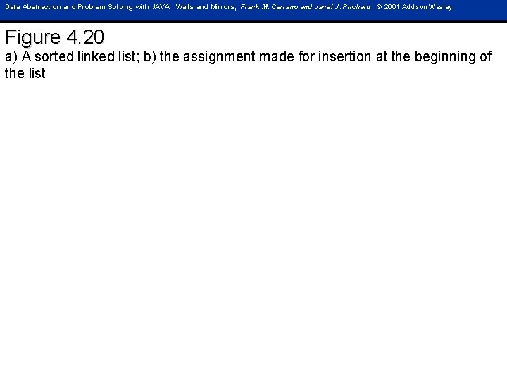 Data Abstraction and Problem Solving with JAVA Walls and Mirrors; Frank M. Carrano and Data Abstraction and Problem Solving with JAVA Walls and Mirrors; Frank M. Carrano and