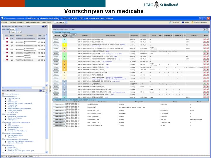 Voorschrijven van medicatie Project Radboud EPD 