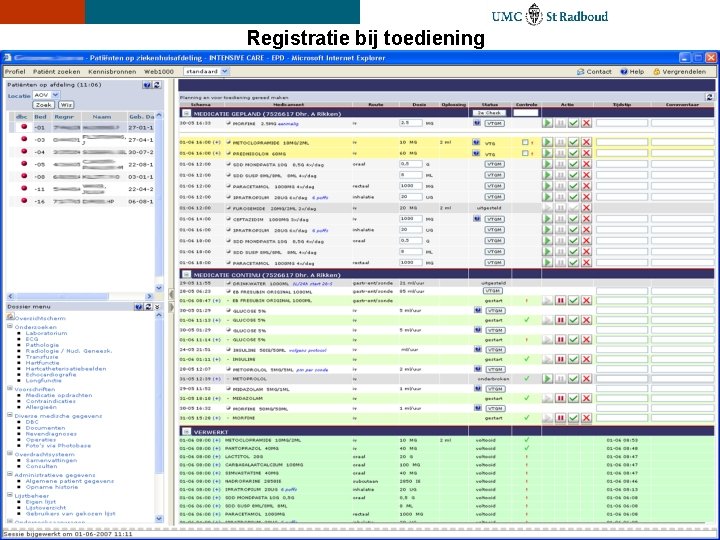 Registratie bij toediening Project Radboud EPD 