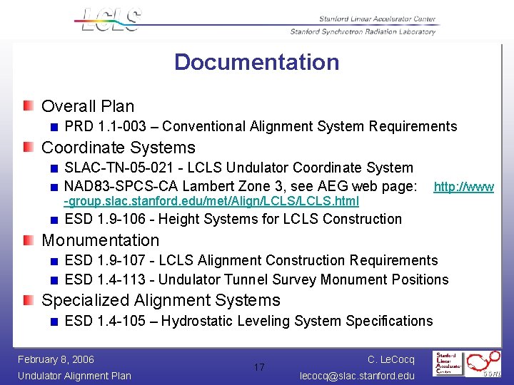 Documentation Overall Plan PRD 1. 1 -003 – Conventional Alignment System Requirements Coordinate Systems