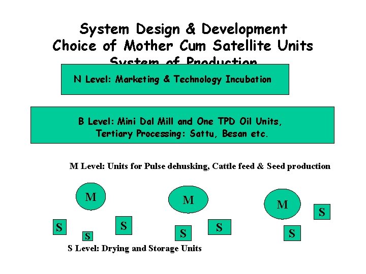 System Design & Development Choice of Mother Cum Satellite Units System of Production N