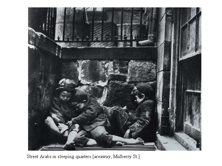 Street Arabs in sleeping quarters [areaway, Mulberry St. ] 