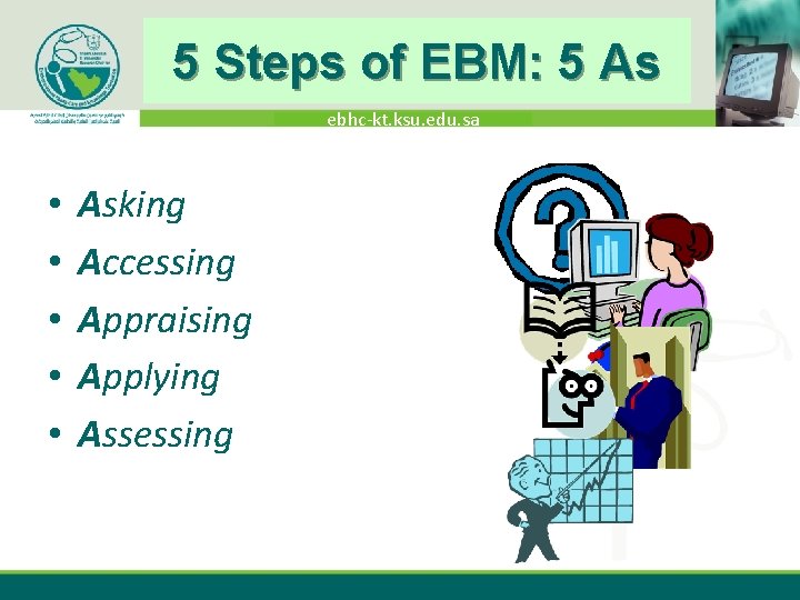 5 Steps of EBM: 5 As ebhc-kt. ksu. edu. sa • • • Asking