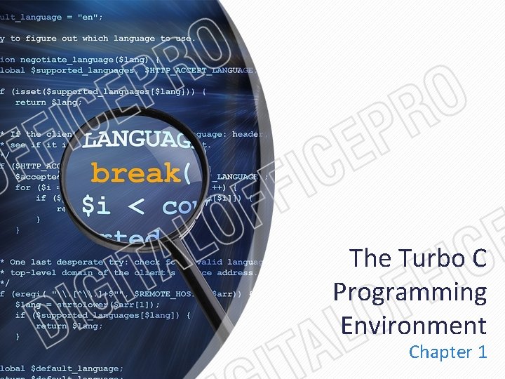 The Turbo C Programming Environment Chapter 1 